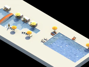 low poly swimming pools 3D Model