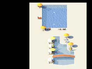 low poly swimming pools 3D Model