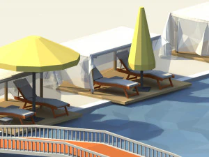 low poly swimming pools 3D Model