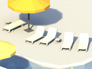 low poly swimming pools 3D Model