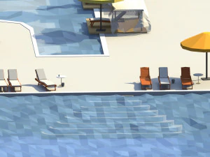 low poly swimming pools 3D Model