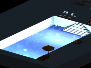 low poly swimming pools 3D Model