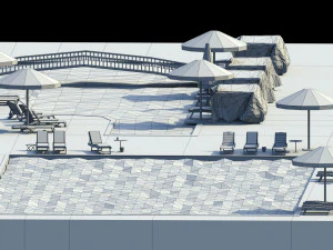 low poly swimming pools 3D Model