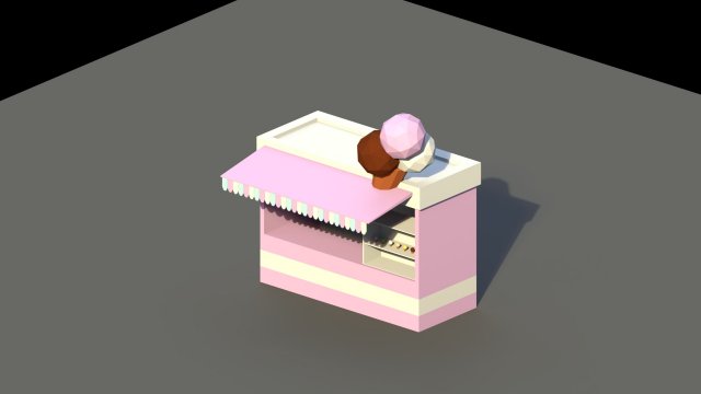 low poly ice cream stand 3D 모델 .c4d .max .obj .3ds .fbx .stl .blend 