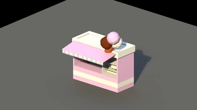 low poly ice cream stand 3D Model .c4d .max .obj .3ds .fbx .stl .blend