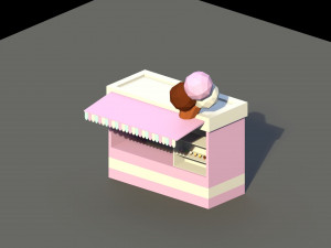 low poly ice cream stand Model 3D