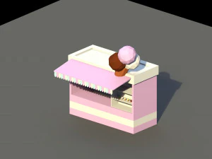 stand di gelato in poli basso Modello 3D