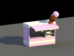 low poly ice cream stand 3D Model