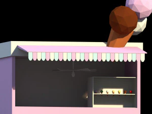 low poly ice cream stand 3D Model