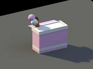 low poly ice cream stand 3D Model