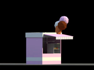 low poly ice cream stand 3D Model