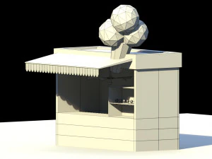 low poly ice cream stand 3D Model
