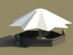 low poly summer bar 2 3D Model