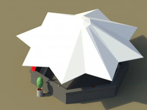 low poly summer bar 2 3D Model