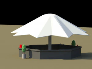 low poly summer bar 2 3D Model