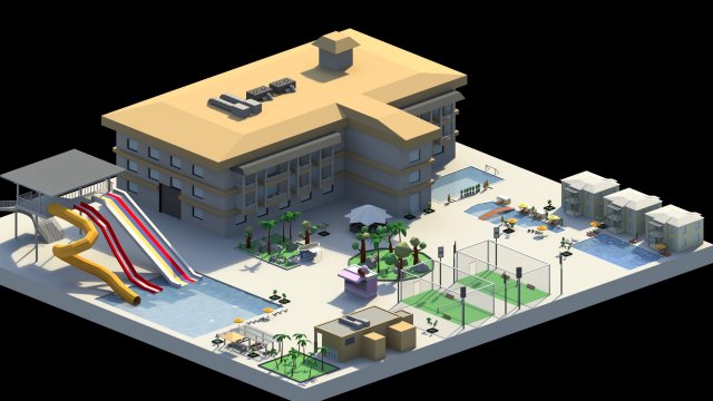 low poly holiday resort 3D-Modell .c4d .max .obj .3ds .fbx .stl .blend 