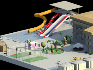 low poly holiday resort 3D-Modell