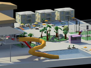 low poly holiday resort 3D-Modell