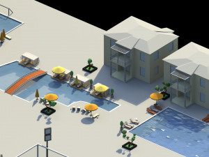 low poly holiday resort 3D-Modell