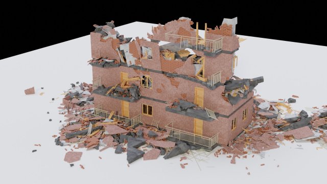 collapsed building 3D Model .c4d .max .obj .3ds .fbx .stl .blend 