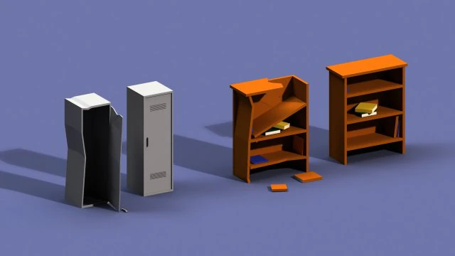 post apocalyptic cupboard and bookcase 3D Model .c4d .max .obj .3ds .fbx .stl .blend 