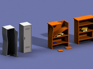 post apocalyptic cupboard and bookcase 3D मॉडल