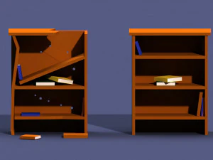 post apocalyptic cupboard and bookcase 3D Model
