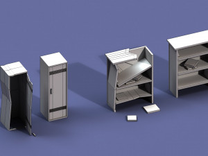 post apocalyptic cupboard and bookcase 3D Model