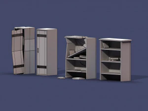 post apocalyptic cupboard and bookcase 3D Model