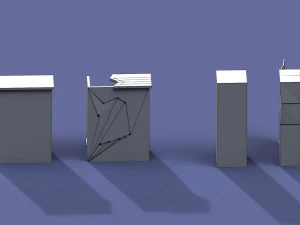 post apocalyptic cupboard and bookcase 3D Model