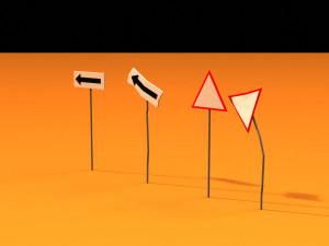 post apocalyptic road signs Model 3D