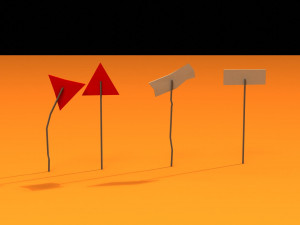 post apocalyptic road signs Model 3D