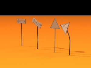 post apocalyptic road signs Model 3D
