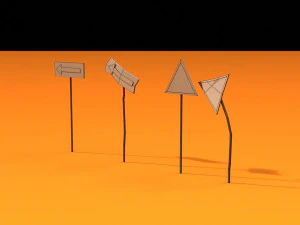 post apocalyptic road signs 3D Model