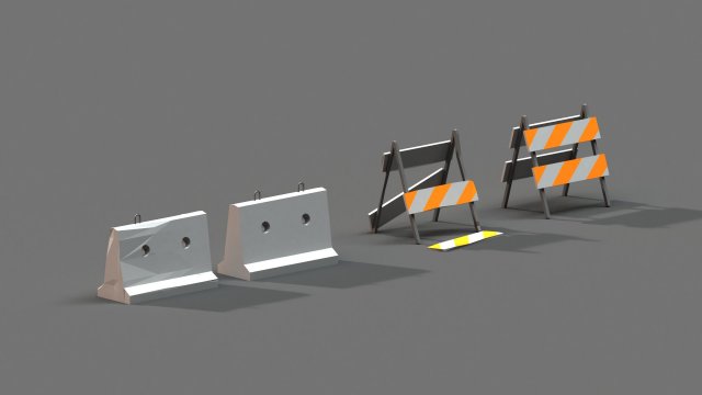 post apocalyptic road blocks 3D-Modell .c4d .max .obj .3ds .fbx .stl .blend 