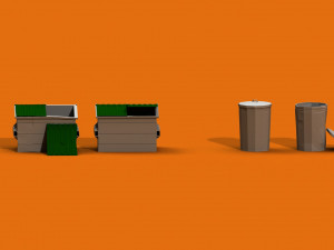 post apocalyptic garbage bin and can 3D Model