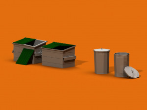 post apocalyptic garbage bin and can 3D Model