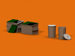 post apocalyptic garbage bin and can 3D Model