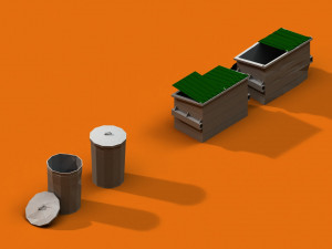 post apocalyptic garbage bin and can 3D Model