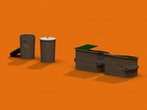post apocalyptic garbage bin and can 3D Model