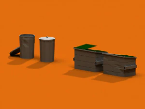 post apocalyptic garbage bin and can 3D Model