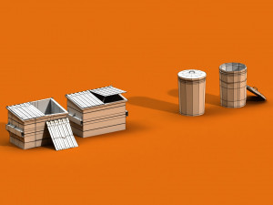 post apocalyptic garbage bin and can 3D Model