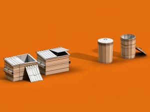 post apocalyptic garbage bin and can 3D Model