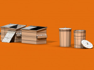 post apocalyptic garbage bin and can 3D Model