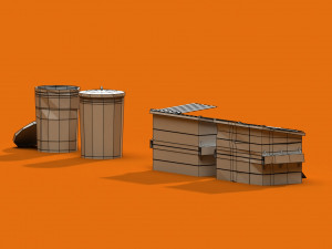 post apocalyptic garbage bin and can 3D Model
