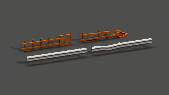 post apocalyptic road barrier and wooden fence 3Dモデル .c4d .max .obj .3ds .fbx .stl .blend 