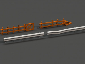 post apocalyptic road barrier and wooden fence 3D-Modell