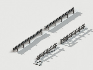 post apocalyptic road barrier and wooden fence 3Dモデル