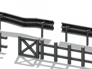 post apocalyptic road barrier and wooden fence 3Dモデル