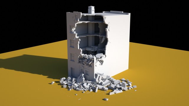 damaged building 3D Model .c4d .max .obj .3ds .fbx .stl .blend 